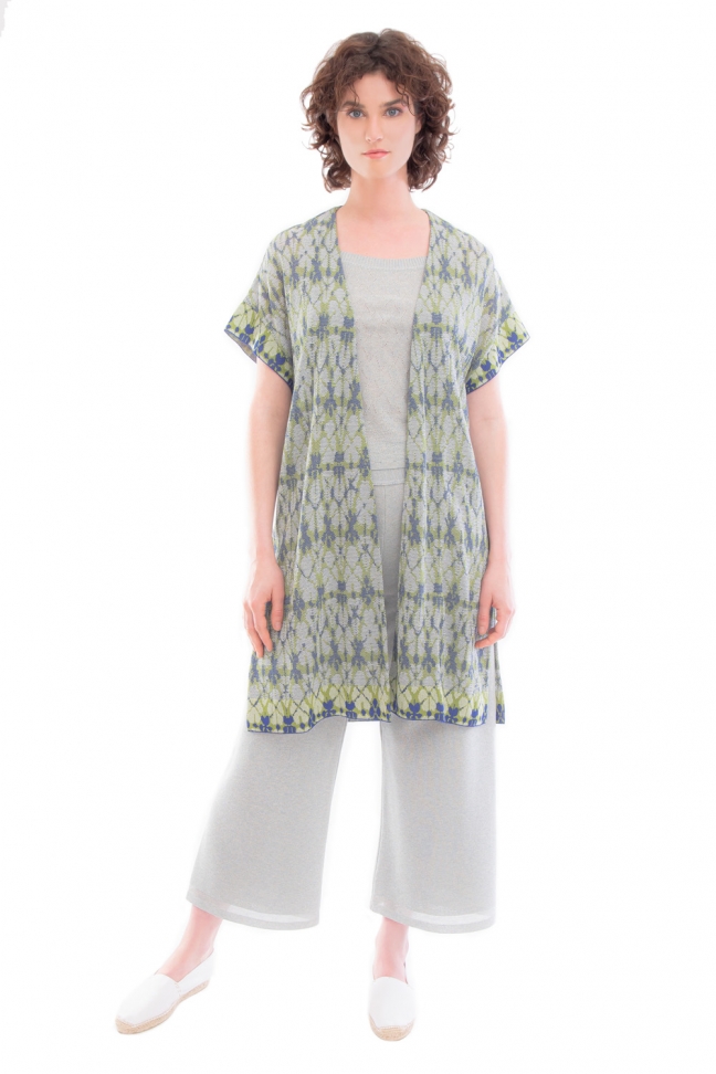 Long open cardigan PRISM Green