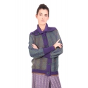 High neck cardigan TRACK Blue