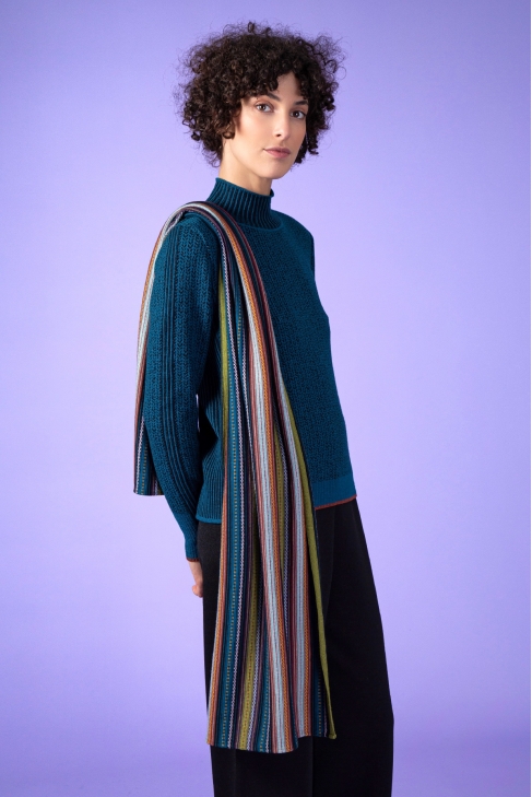 Multicoloured Jacquard Merino Wool Shawl Multicoloured Jacquard Merino Wool Shawl