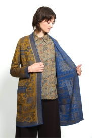 Long open cardigan BORDER blue
