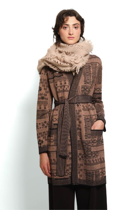 Long open cardigan BORDER black