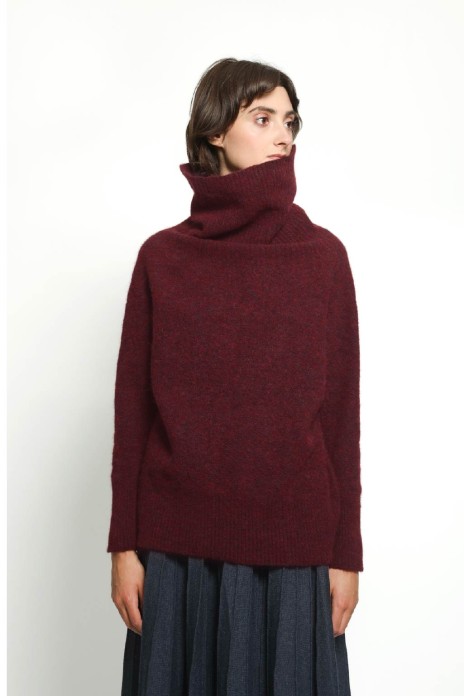 Large collar sweater WIZARD burgundy