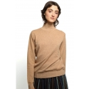 Pull col montant YES beige