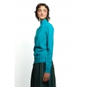 Pull col montant YES turquoise