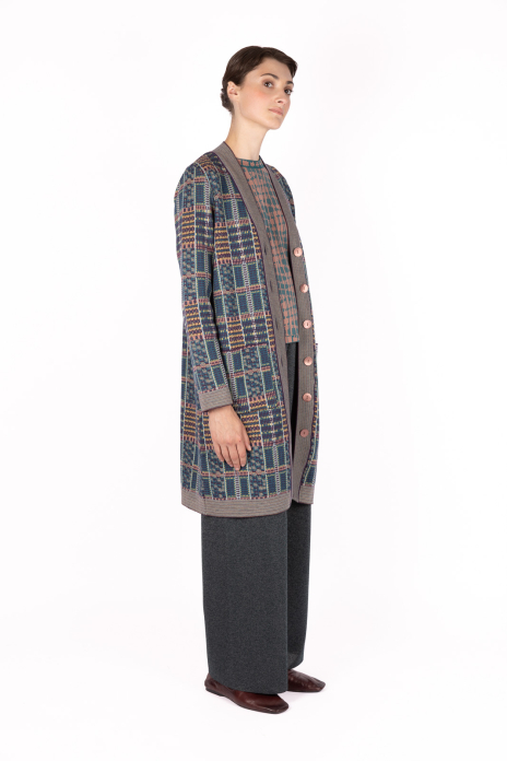 Long cardigan TIENTO petrol